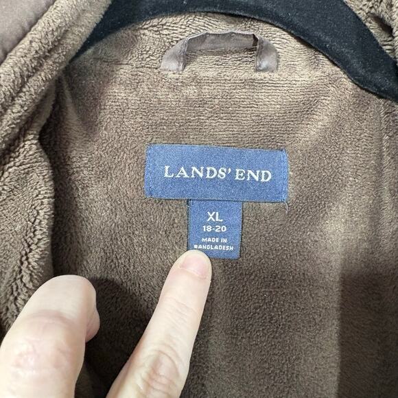 Lands' End Brown Fleece Lined Quilted Puffer Jacket - 18/20 - Women's Plus Size - Picture 3 of 6